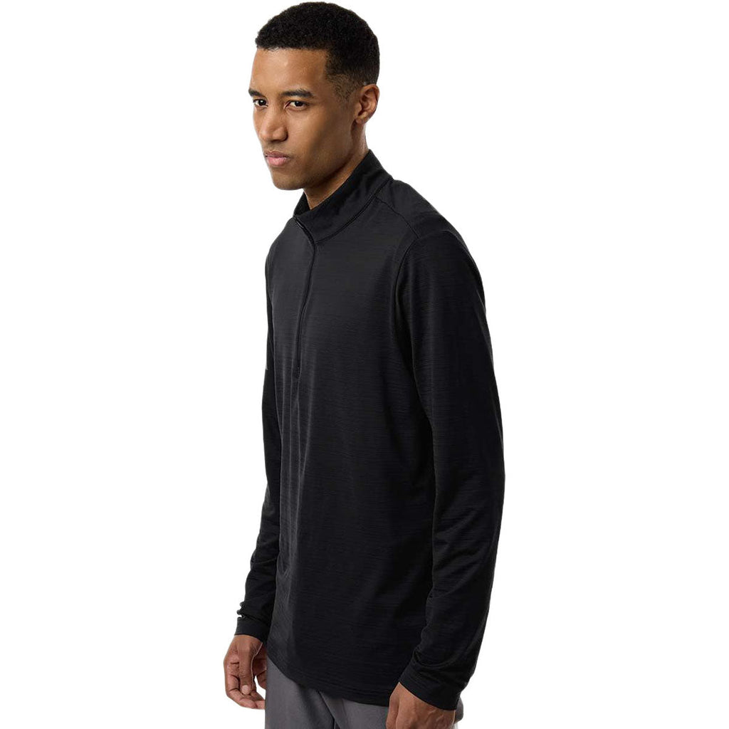 Adidas Men's Black Textured Stripe Quarter-Zip Pullover