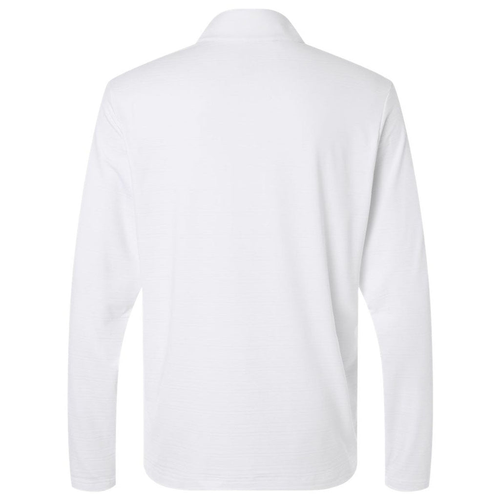 Adidas Men's White Textured Stripe Quarter-Zip Pullover