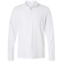 Adidas Men's White Textured Stripe Quarter-Zip Pullover