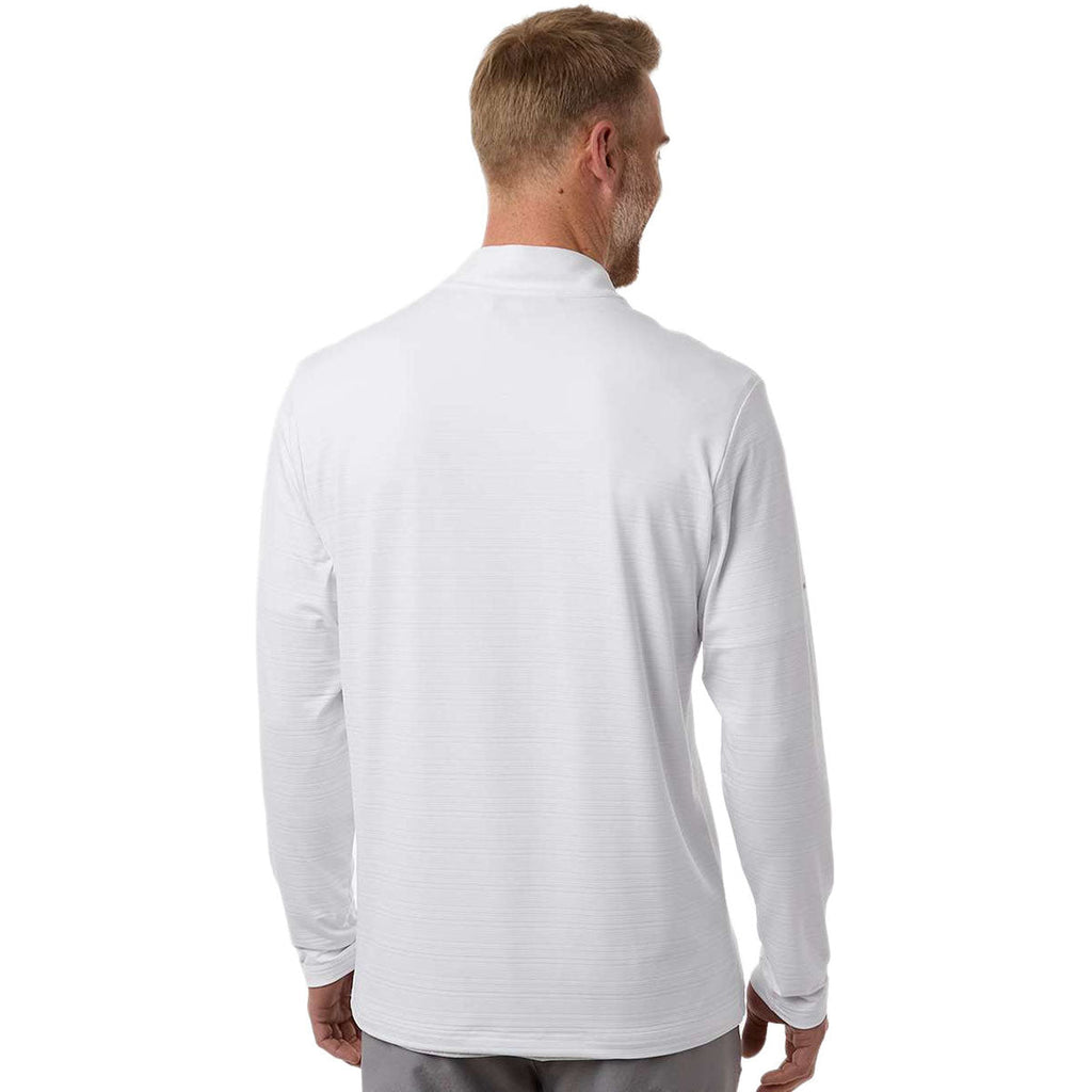 Adidas Men's White Textured Stripe Quarter-Zip Pullover