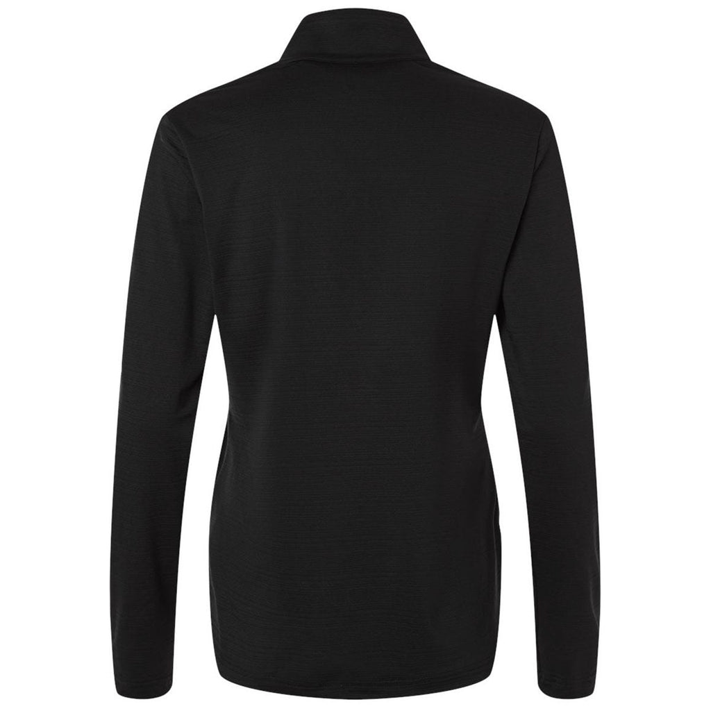 Adidas Women's Black Textured Stripe Quarter-Zip Pullover