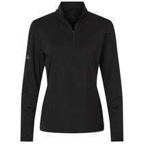 Adidas Women's Black Textured Stripe Quarter-Zip Pullover