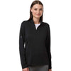 Adidas Women's Black Textured Stripe Quarter-Zip Pullover