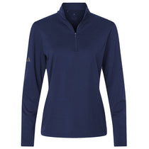 Adidas Women's Dark Blue Textured Stripe Quarter-Zip Pullover