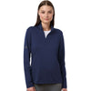 Adidas Women's Dark Blue Textured Stripe Quarter-Zip Pullover