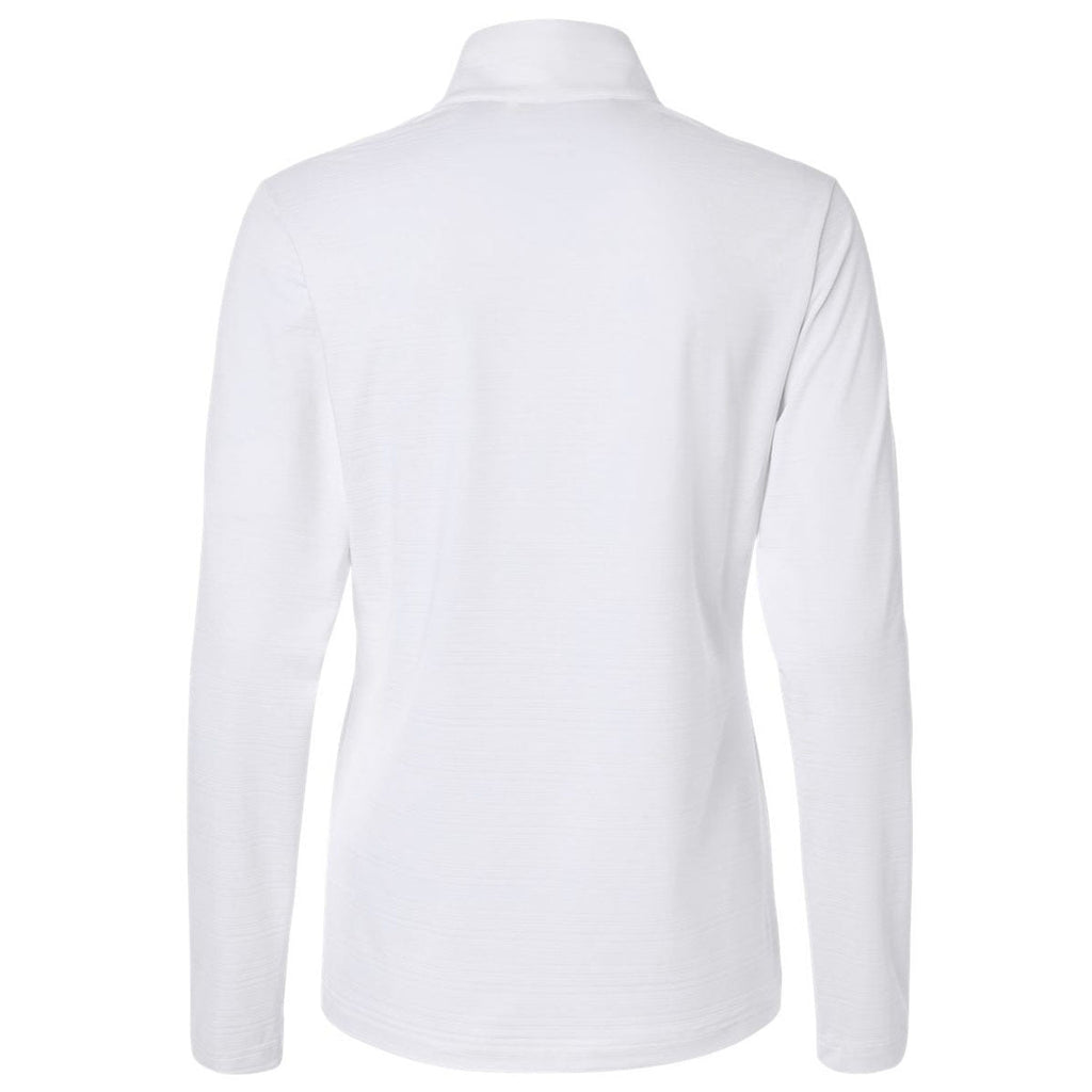 Adidas Women's White Textured Stripe Quarter-Zip Pullover