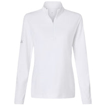 Adidas Women's White Textured Stripe Quarter-Zip Pullover