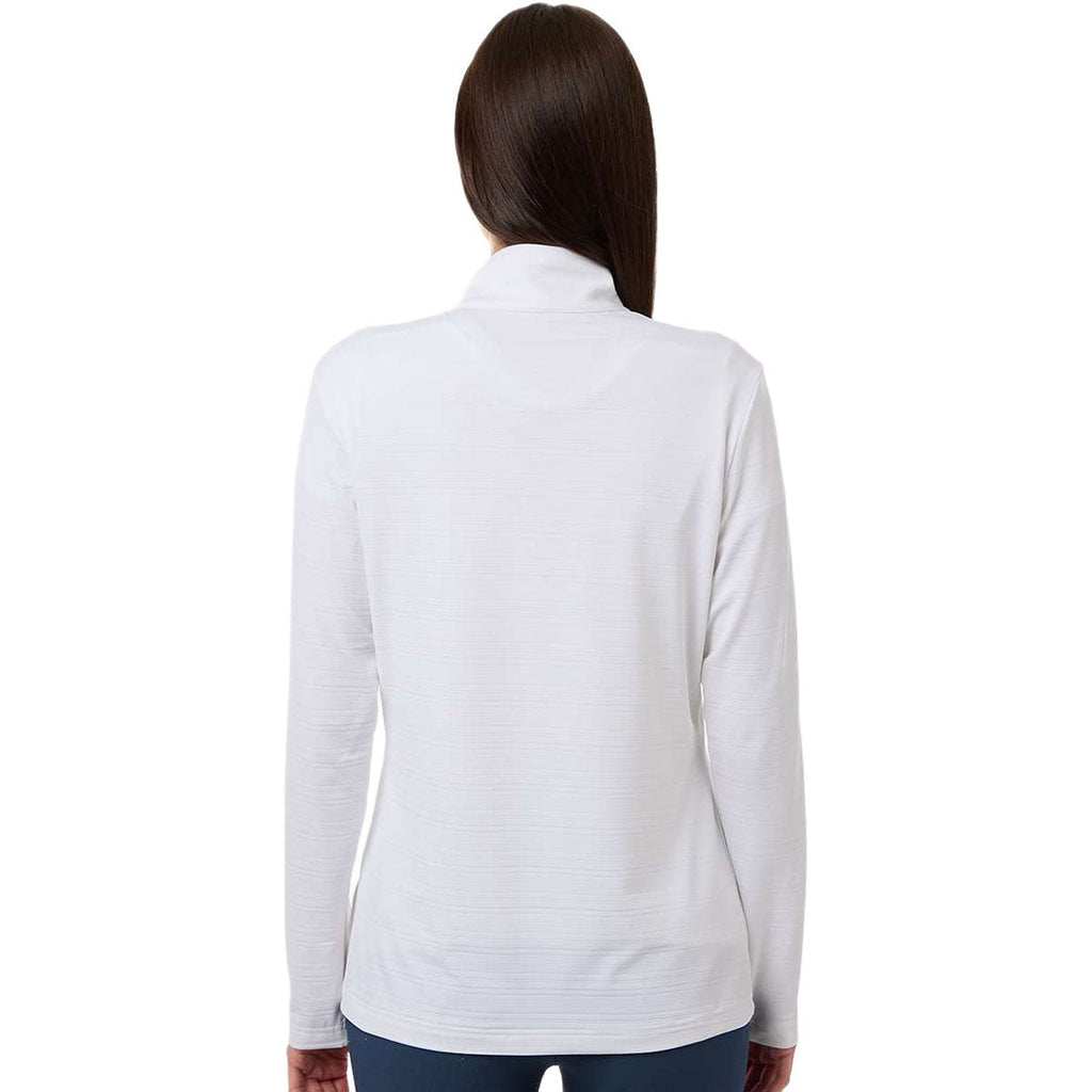Adidas Women's White Textured Stripe Quarter-Zip Pullover