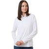 Adidas Women's White Textured Stripe Quarter-Zip Pullover