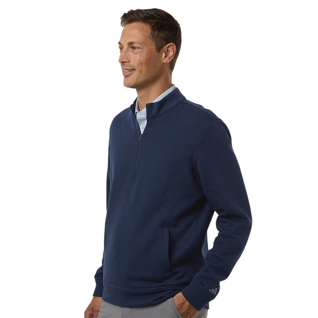 Adidas Men's Collegiate Navy Elevated Fleece Quarter-Zip Pullover
