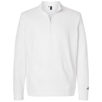 Adidas Men's Core White Elevated Fleece Quarter-Zip Pullover
