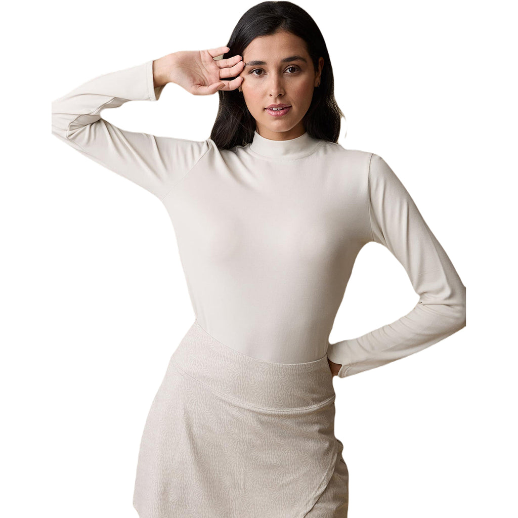 A. PUTNAM Women's Cream Long Sleeve Keyhole Top