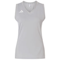 Adidas Women's Team Light Grey/White Quickset V-Neck Sleeveless Jersey