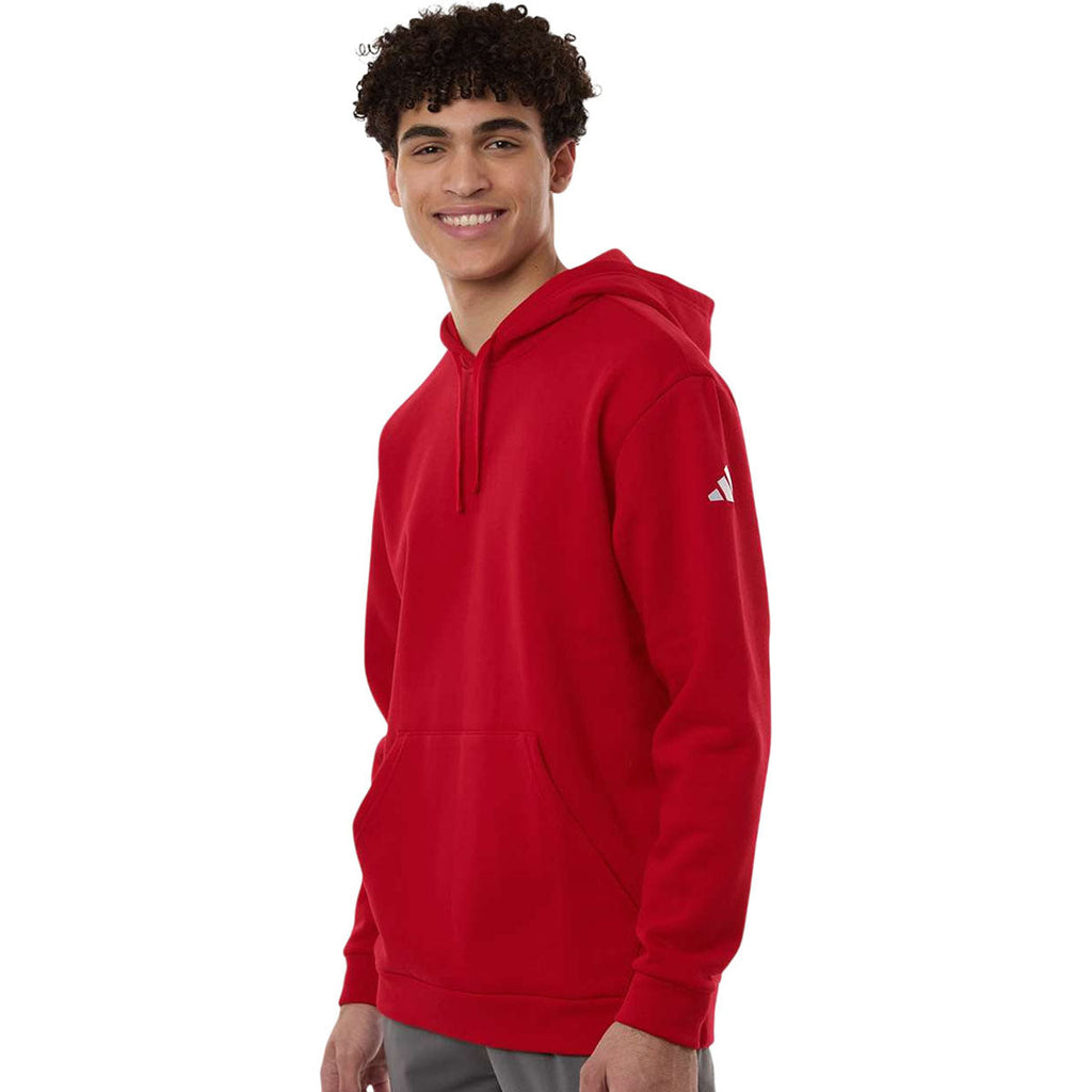 Adidas Men's Team Power Red/White Fleece Hooded Sweatshirt