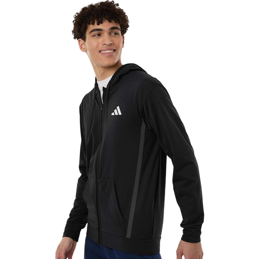 Adidas Men's Black Game & Go Fleece Full-Zip Hooded Sweatshirt