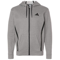 Adidas Men's Medium Grey Heather Game & Go Fleece Full-Zip Hooded Sweatshirt