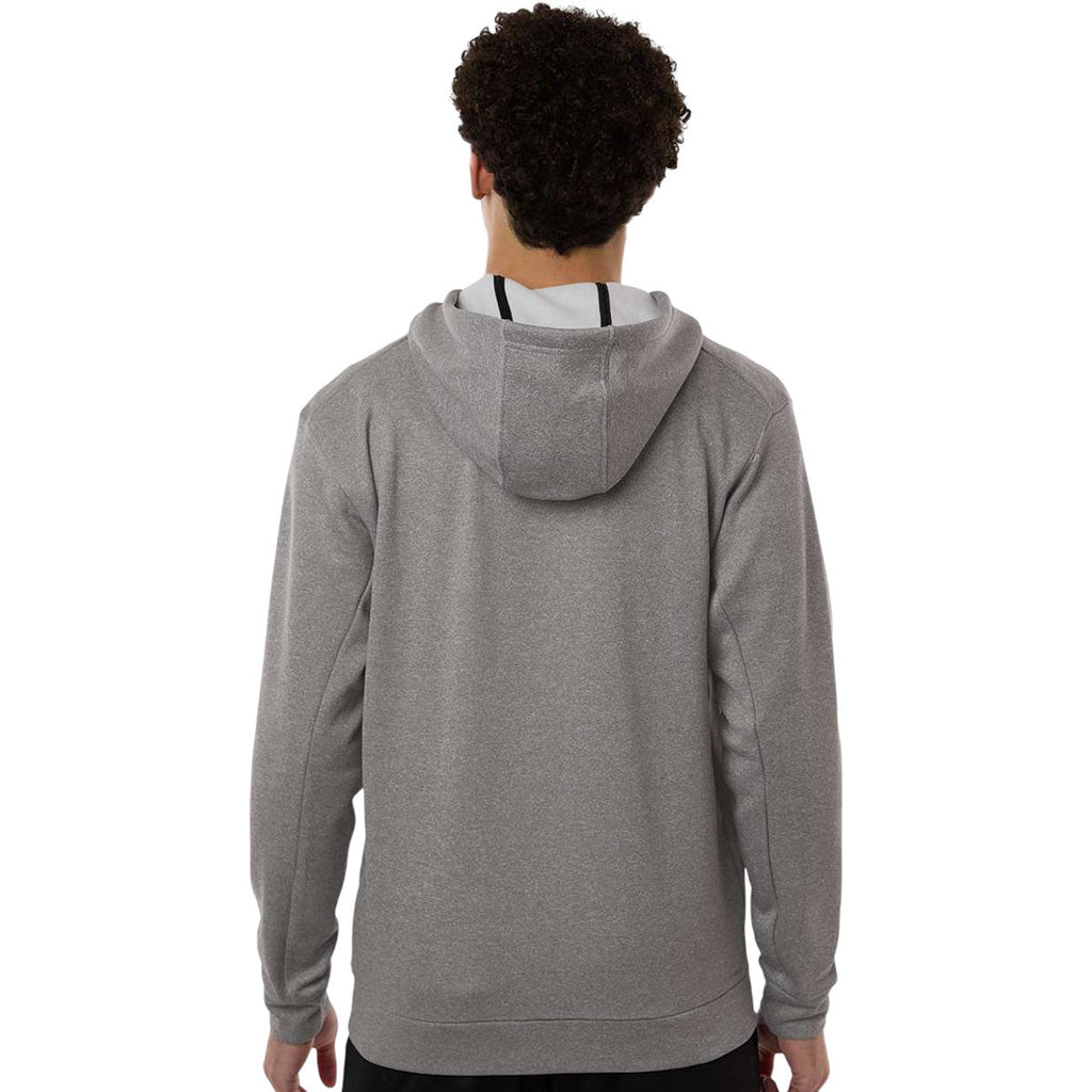 Adidas Men's Medium Grey Heather Game & Go Fleece Full-Zip Hooded Sweatshirt