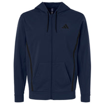Adidas Men's Team Navy Blue Game & Go Fleece Full-Zip Hooded Sweatshirt