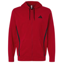 Adidas Men's Team Power Red Game & Go Fleece Full-Zip Hooded Sweatshirt