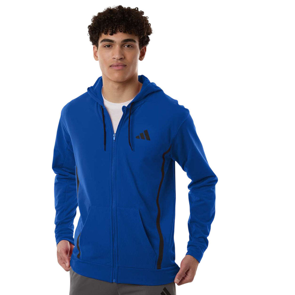 Adidas Men's Team Royal Blue Game & Go Fleece Full-Zip Hooded Sweatshirt