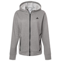 Adidas Women's Medium Grey Heather/Black Game & Go Fleece Full-Zip Hooded Sweatshirt