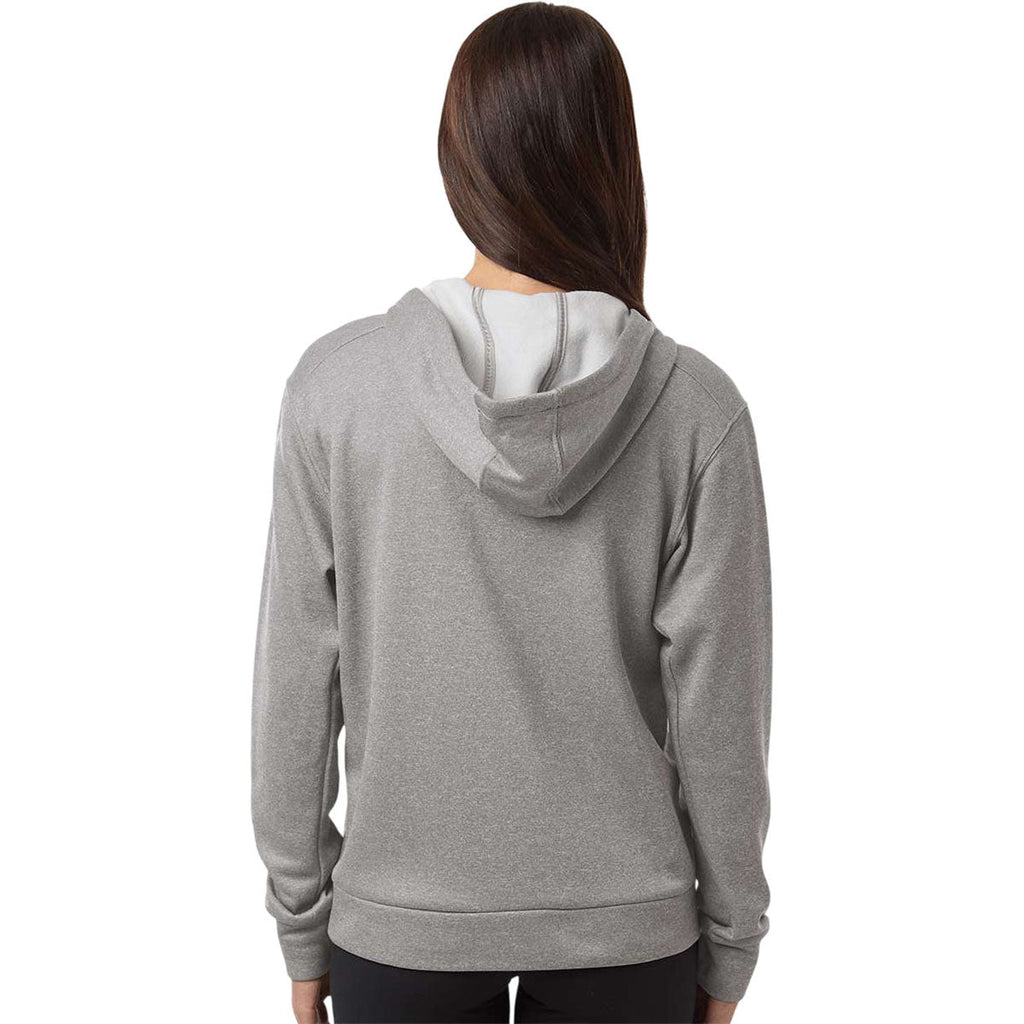 Adidas Women's Medium Grey Heather/Black Game & Go Fleece Full-Zip Hooded Sweatshirt