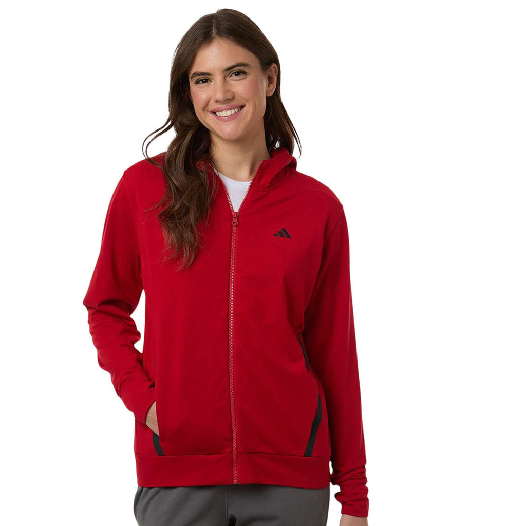 Adidas Women's Team Power Red/Black Game & Go Fleece Full-Zip Hooded Sweatshirt