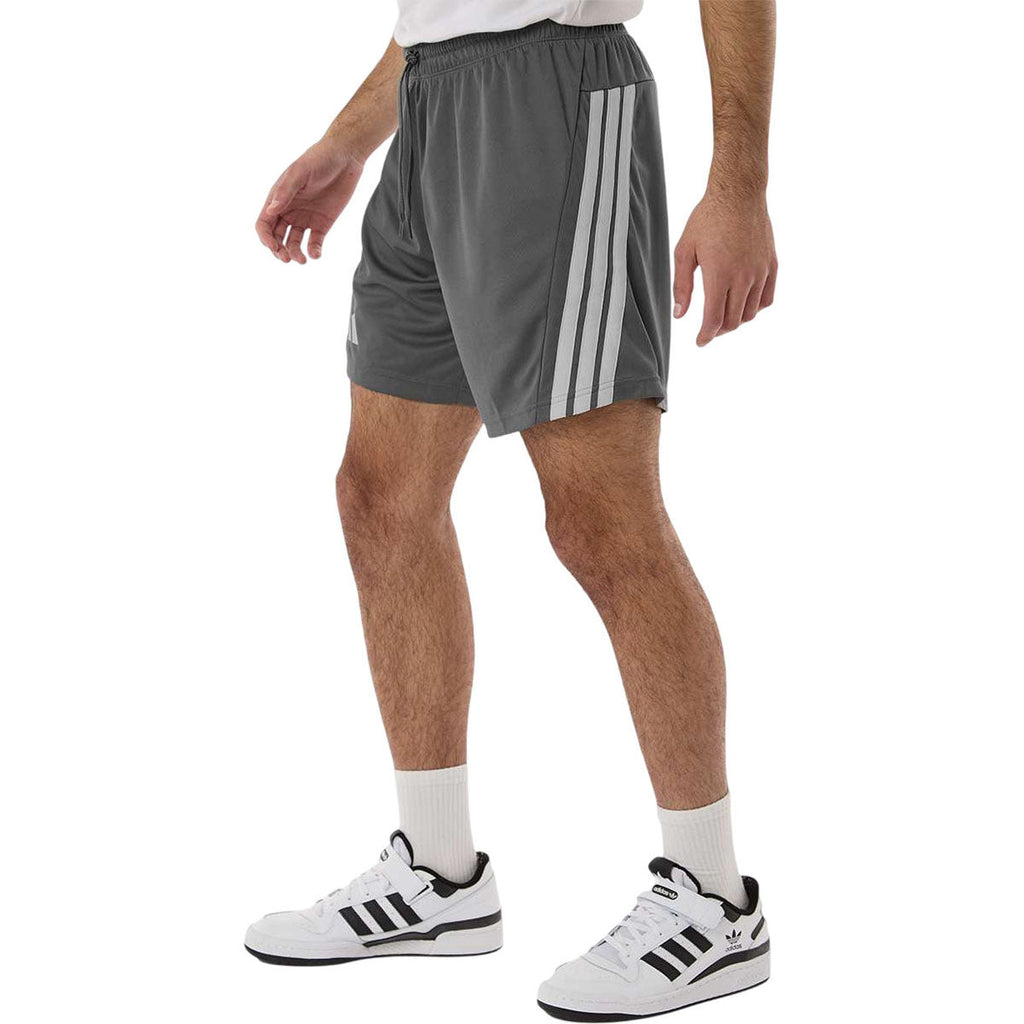 Adidas Men's Team Grey Four/White 3-Stripes 7" Shorts