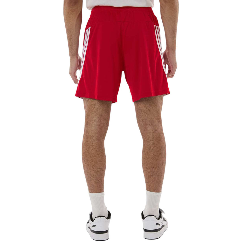 Adidas Men's Team Power Red/White 3-Stripes 7" Shorts