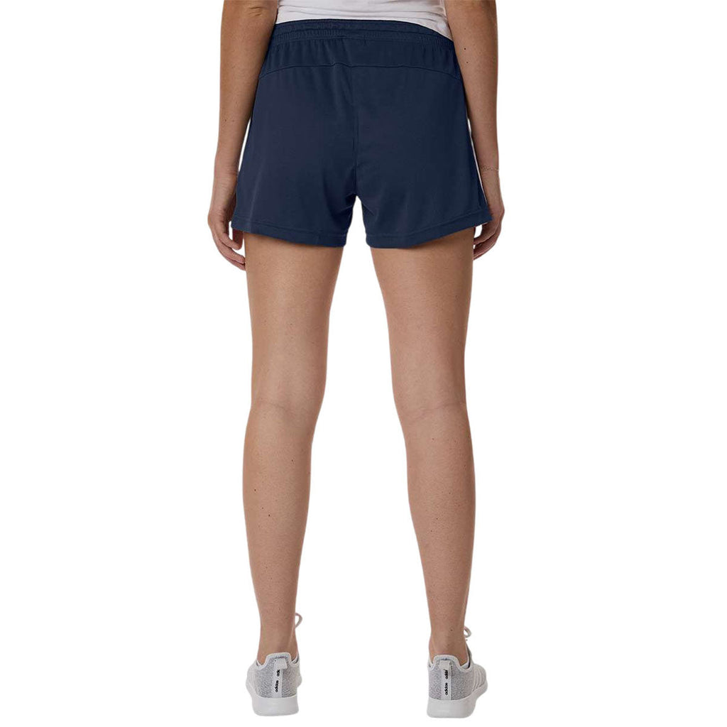 Adidas Women's Team Navy Blue/White 3-Stripes 3" Shorts