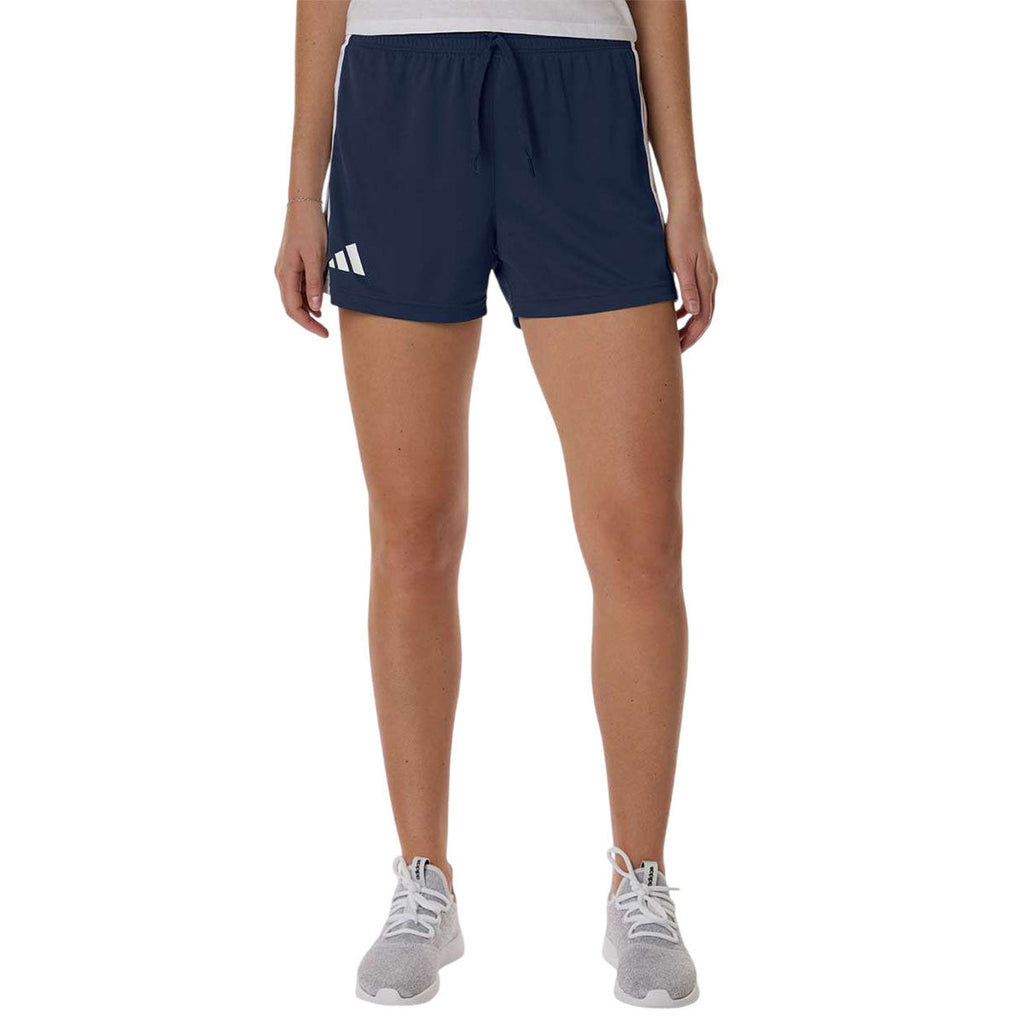 Adidas Women's Team Navy Blue/White 3-Stripes 3" Shorts