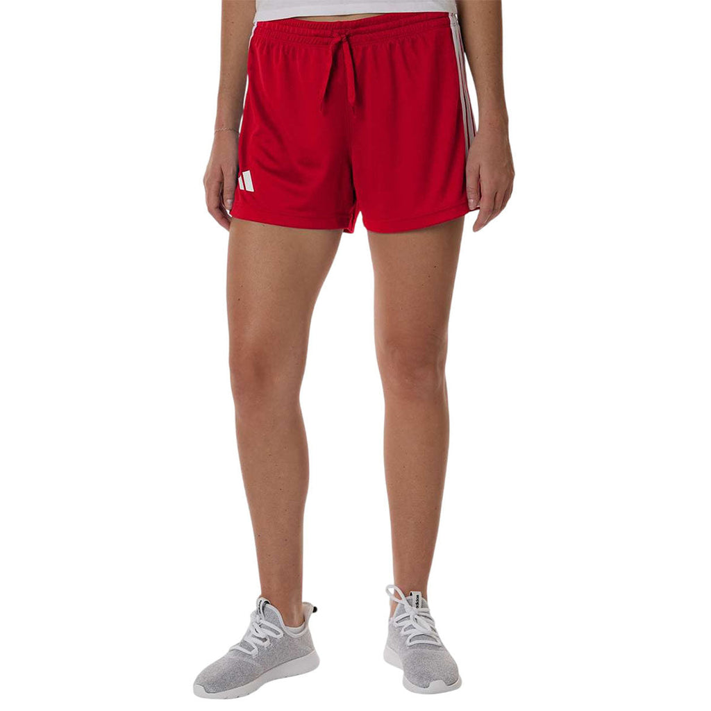 Adidas Women's Team Power Red/White 3-Stripes 3" Shorts