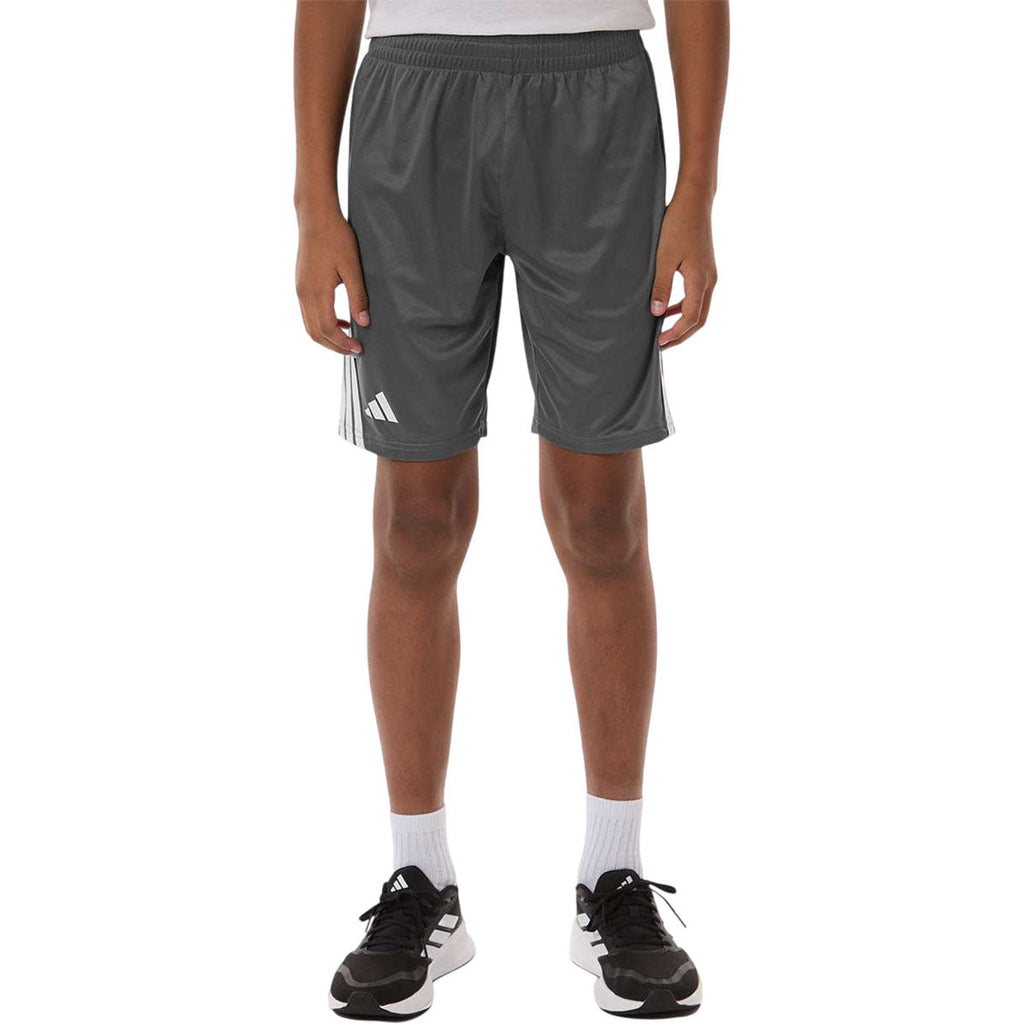 Adidas Youth Team Grey Four/White 3-Stripes 7" Shorts