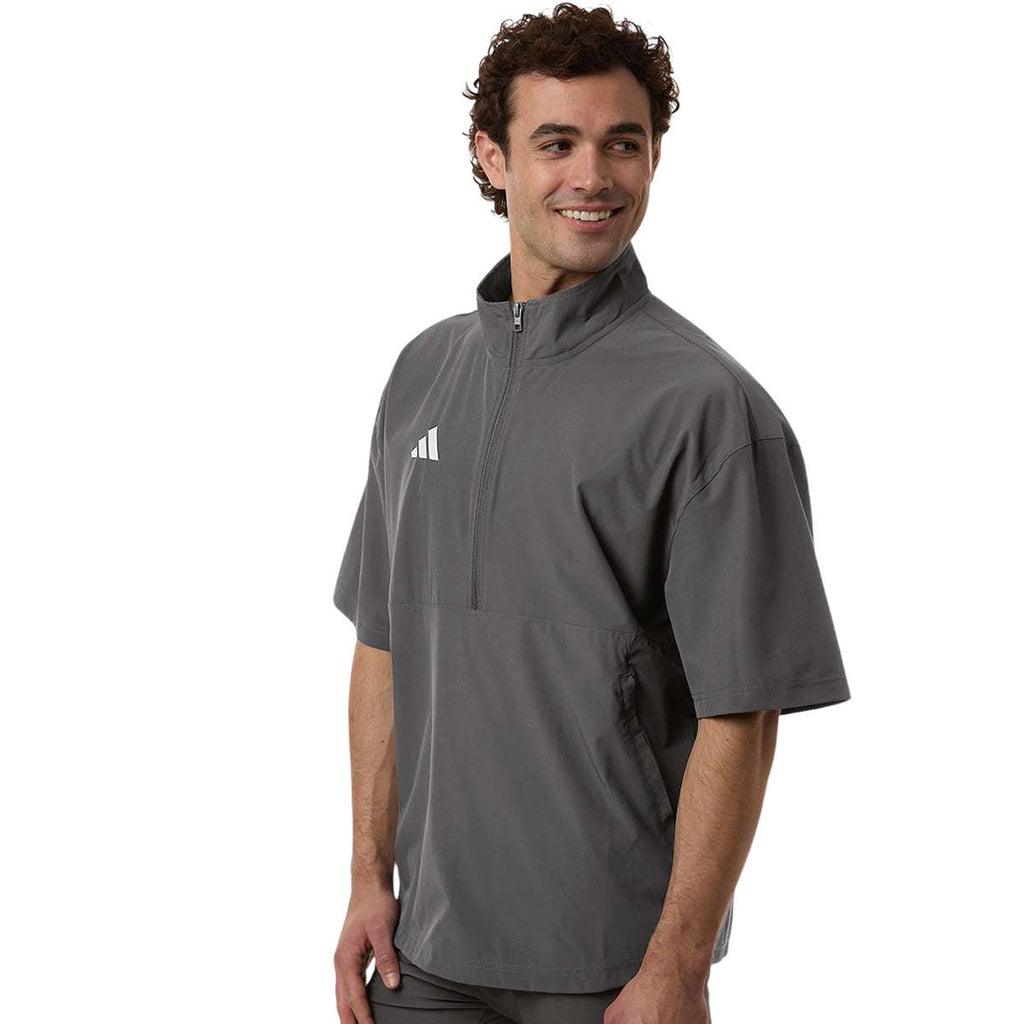 Adidas Men's Team Grey Four/ White Short Sleeve Quarter-Zip Pullover