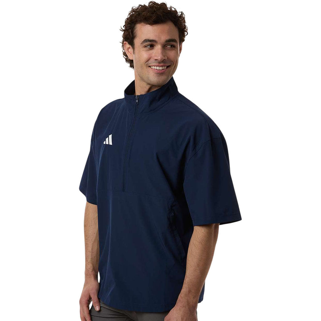 Adidas Men's Team Navy Blue/ White Short Sleeve Quarter-Zip Pullover