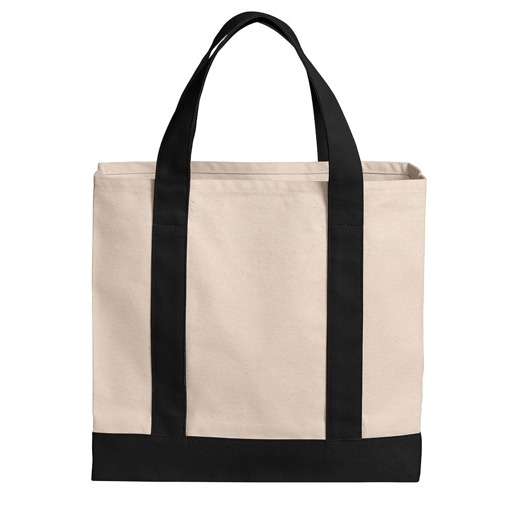 Port Authority Unisex Natural/Deep Black Cotton Canvas Two-Tone Tote