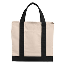 Port Authority Unisex Natural/Deep Black Cotton Canvas Two-Tone Tote