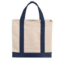 Port Authority Unisex Natural/River Blue Navy Cotton Canvas Two-Tone Tote