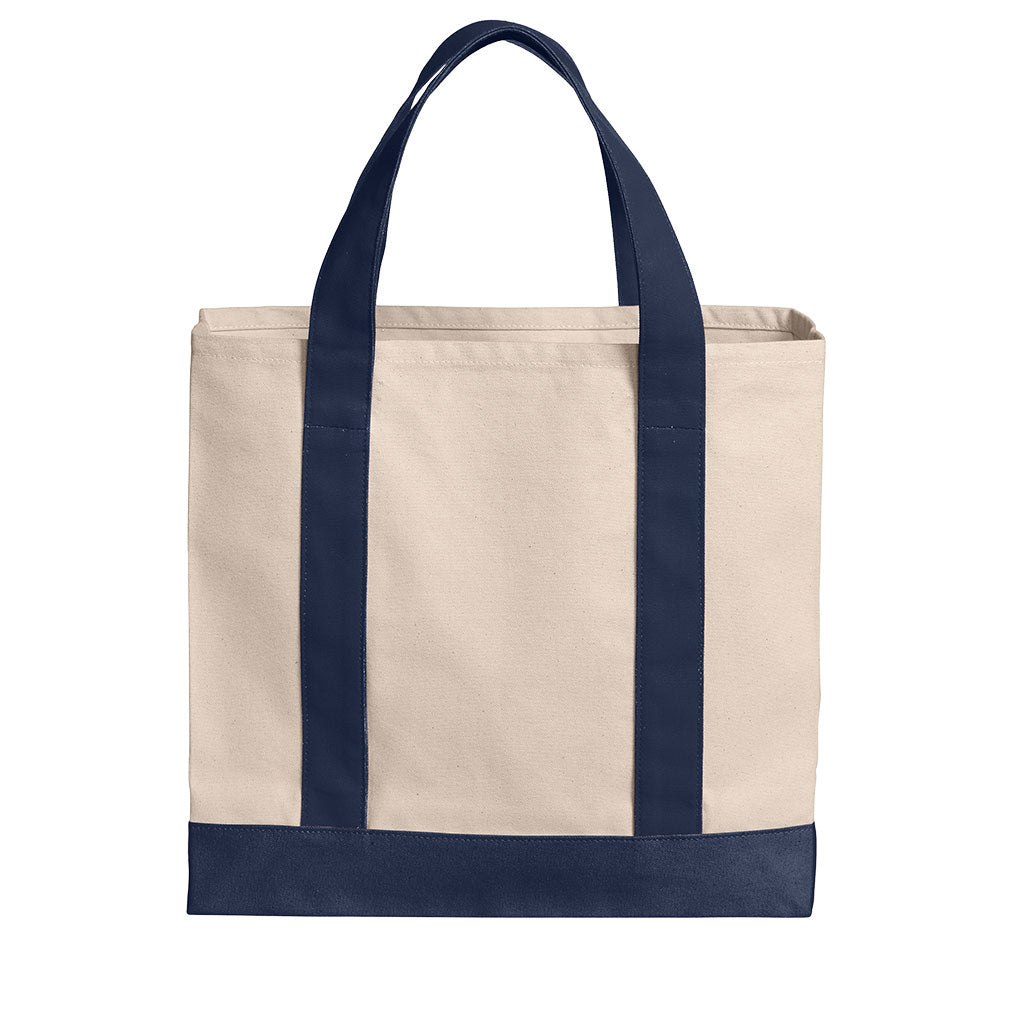 Port Authority Unisex Natural/River Blue Navy Cotton Canvas Two-Tone Tote