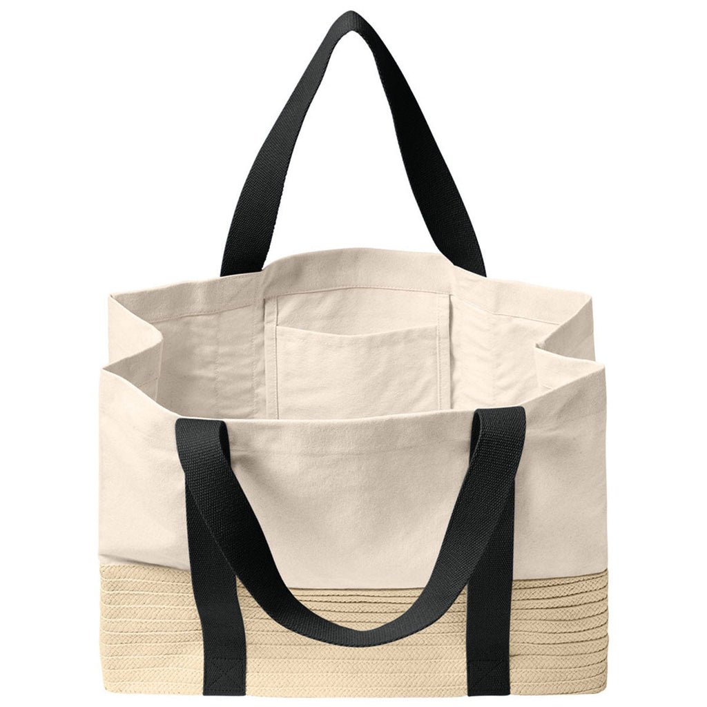 Port Authority Deep Black Straw Market Tote