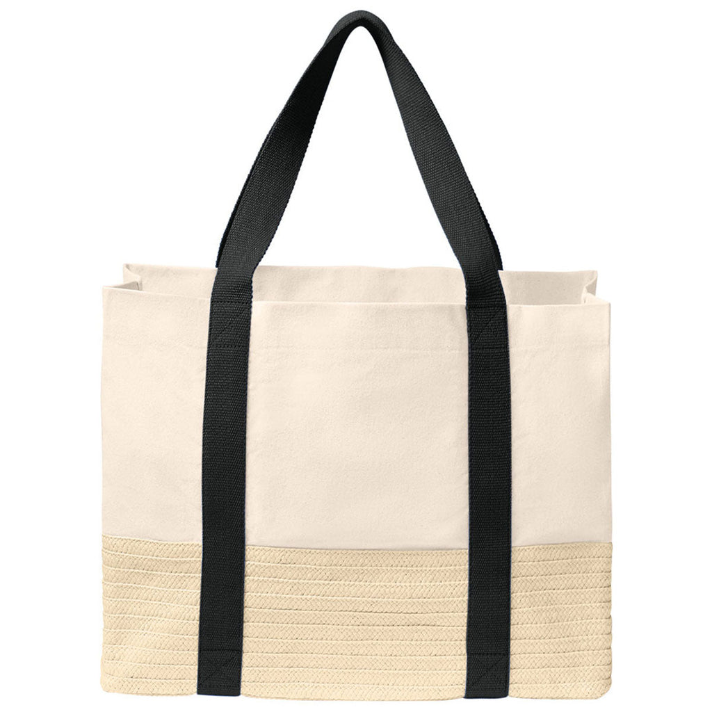 Port Authority Deep Black Straw Market Tote