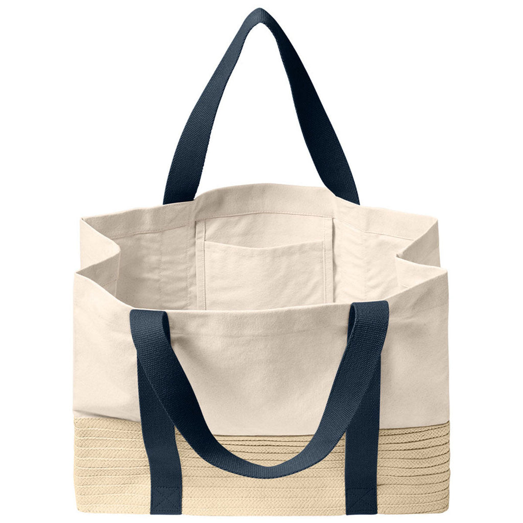 Port Authority River Blue Navy Straw Market Tote