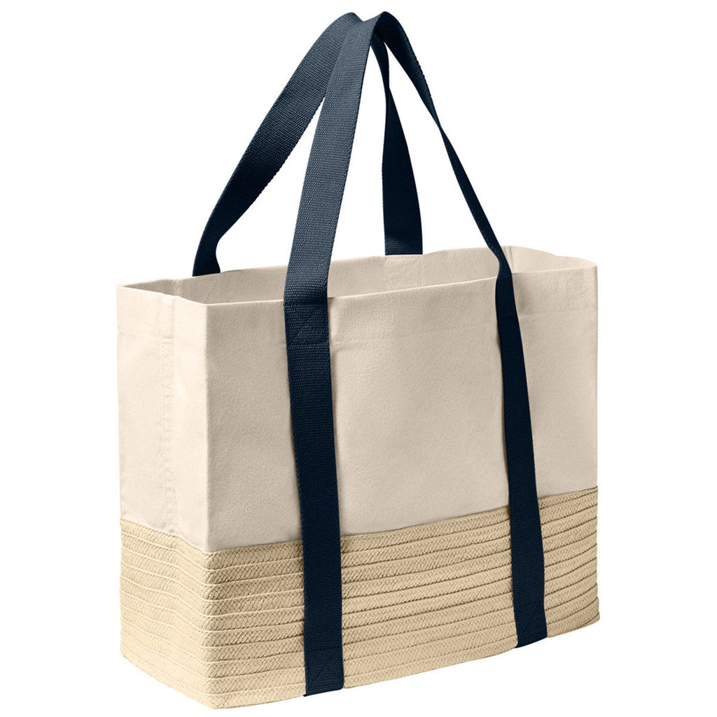 Port Authority River Blue Navy Straw Market Tote