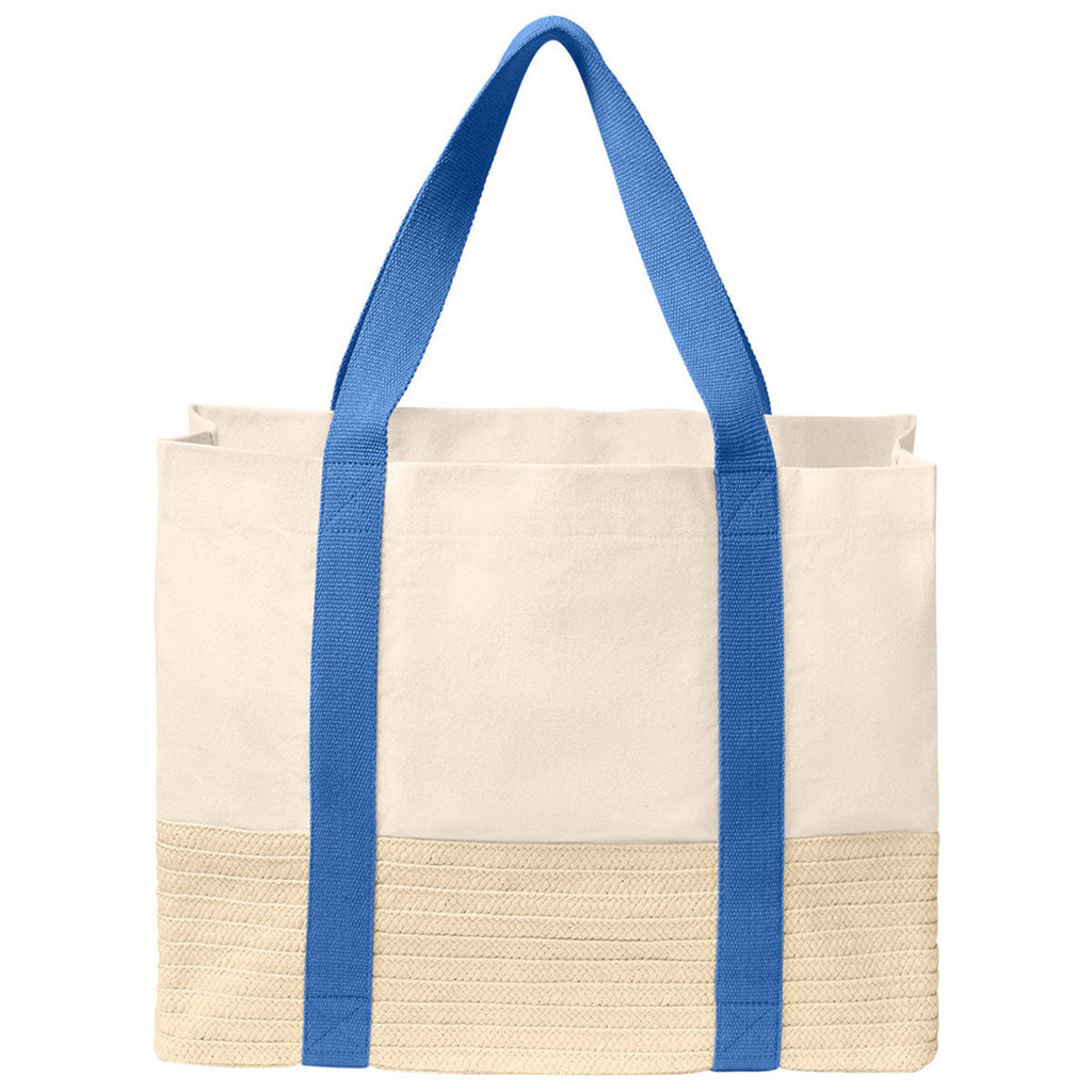 Port Authority Ultramarine Blue Straw Market Tote