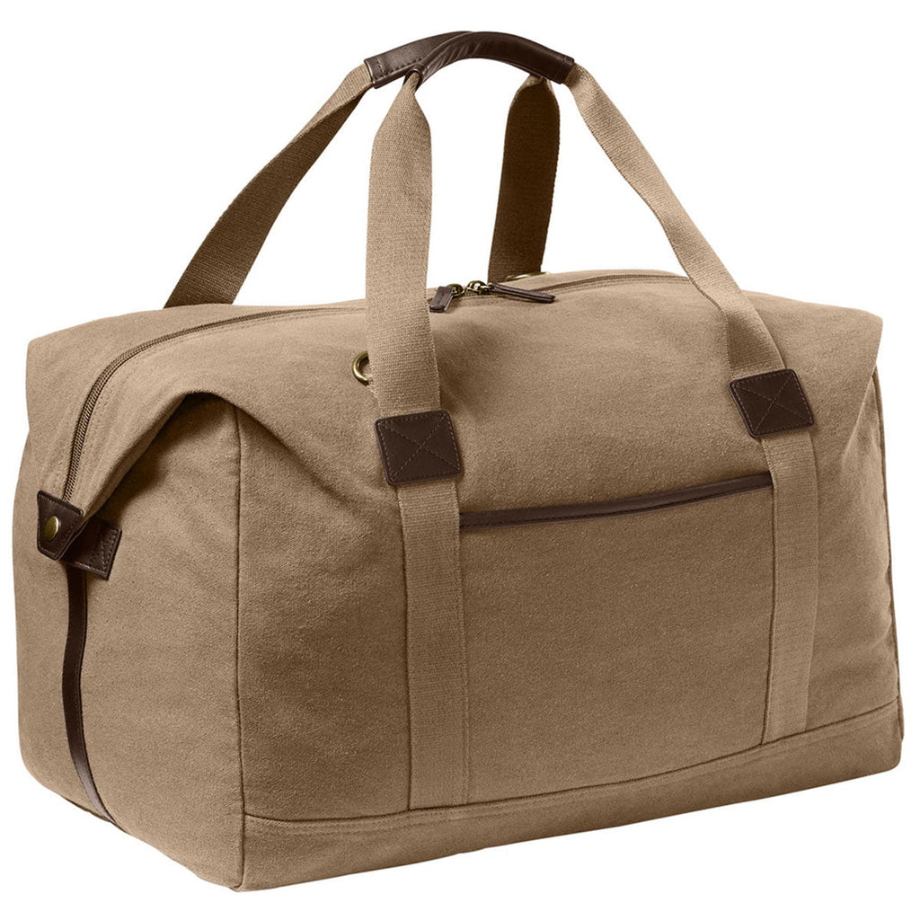 Port Authority Woodland Brown Washed Canvas Duffel