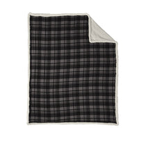 Port Authority Black Uneven Plaid Flannel Sherpa Blanket