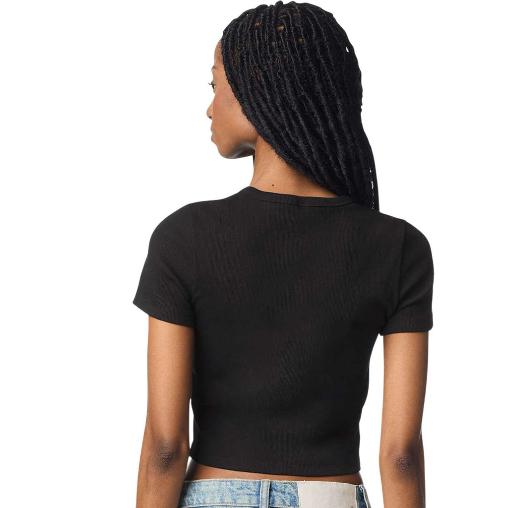 American Apparel Women's Black Baby Rib Cropped Tee