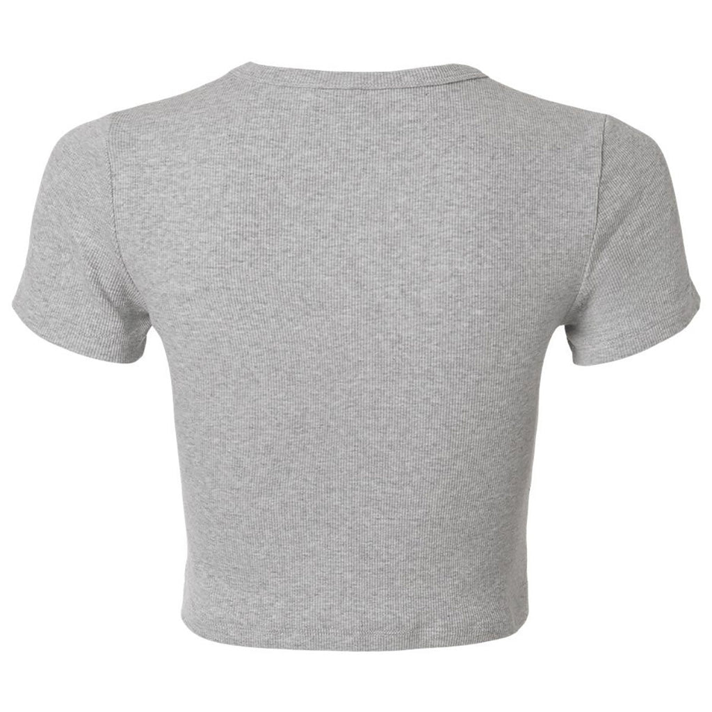 American Apparel Women's Heather Grey Baby Rib Cropped Tee
