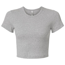 American Apparel Women's Heather Grey Baby Rib Cropped Tee