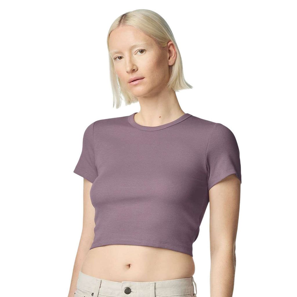 American Apparel Women's Smokey Violet Baby Rib Cropped Tee